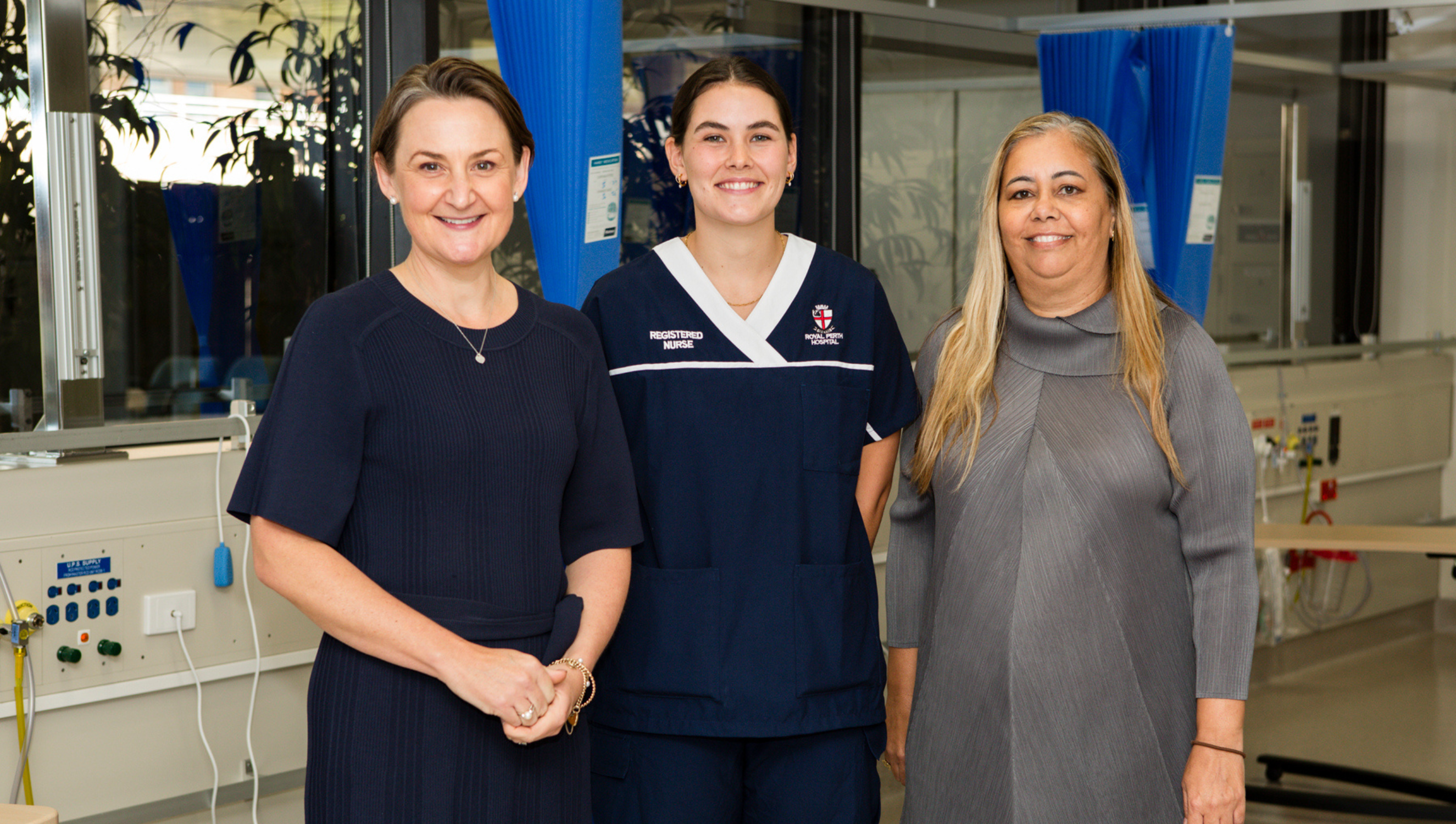 Picture of Orla Lagan-Brown (centre) with Minister Amber-Jade Sanderson (left) and EMHS Board Member Vanessa Elliott. 